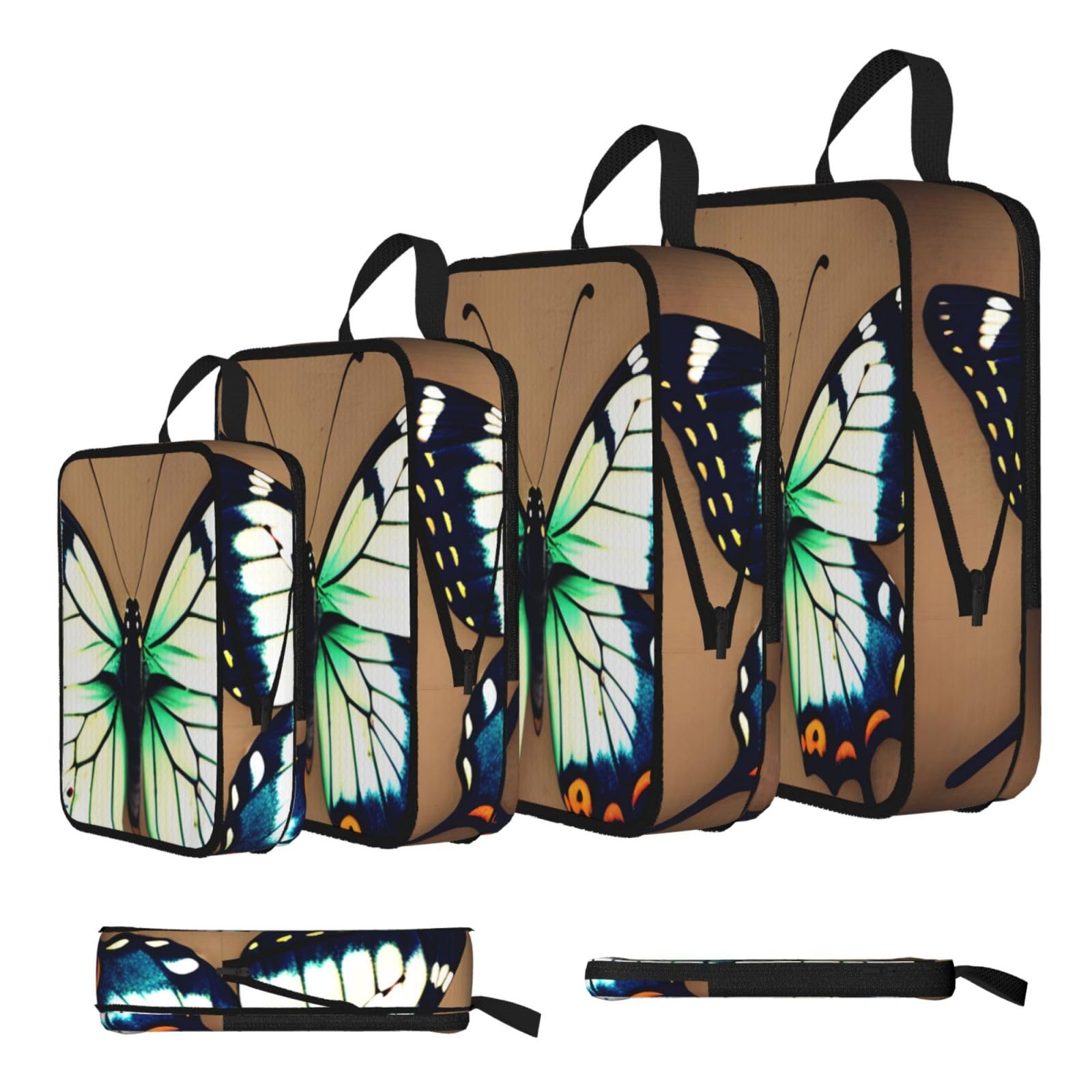 Sxzvvbn Black Cute Little Butterfly Compression Packing Cubes 4 Piece Set