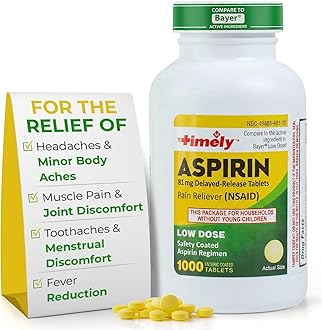 TIME-Cap Labs 1000 Tablets Low Dose Aspirin 81mg Enteric Coated - NSAID Pain Reliever & Fever Reducer for Adults, Helps with Minor Aches, Headaches, Muscle Pain, Toothaches, and Joint Discomfort