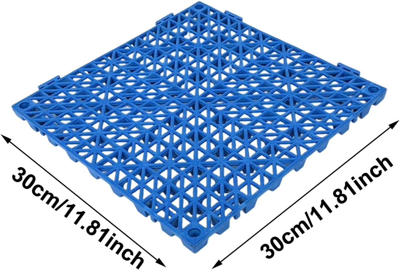 Interlocking Non-Slip Shower Floor Tiles, Modular ABS Drainage Tiles with Suction Cups, Customizable Drainage Mat for Bathroom Shower Garage Pool Outdoor Wet Area Daily Use (12, Blue)