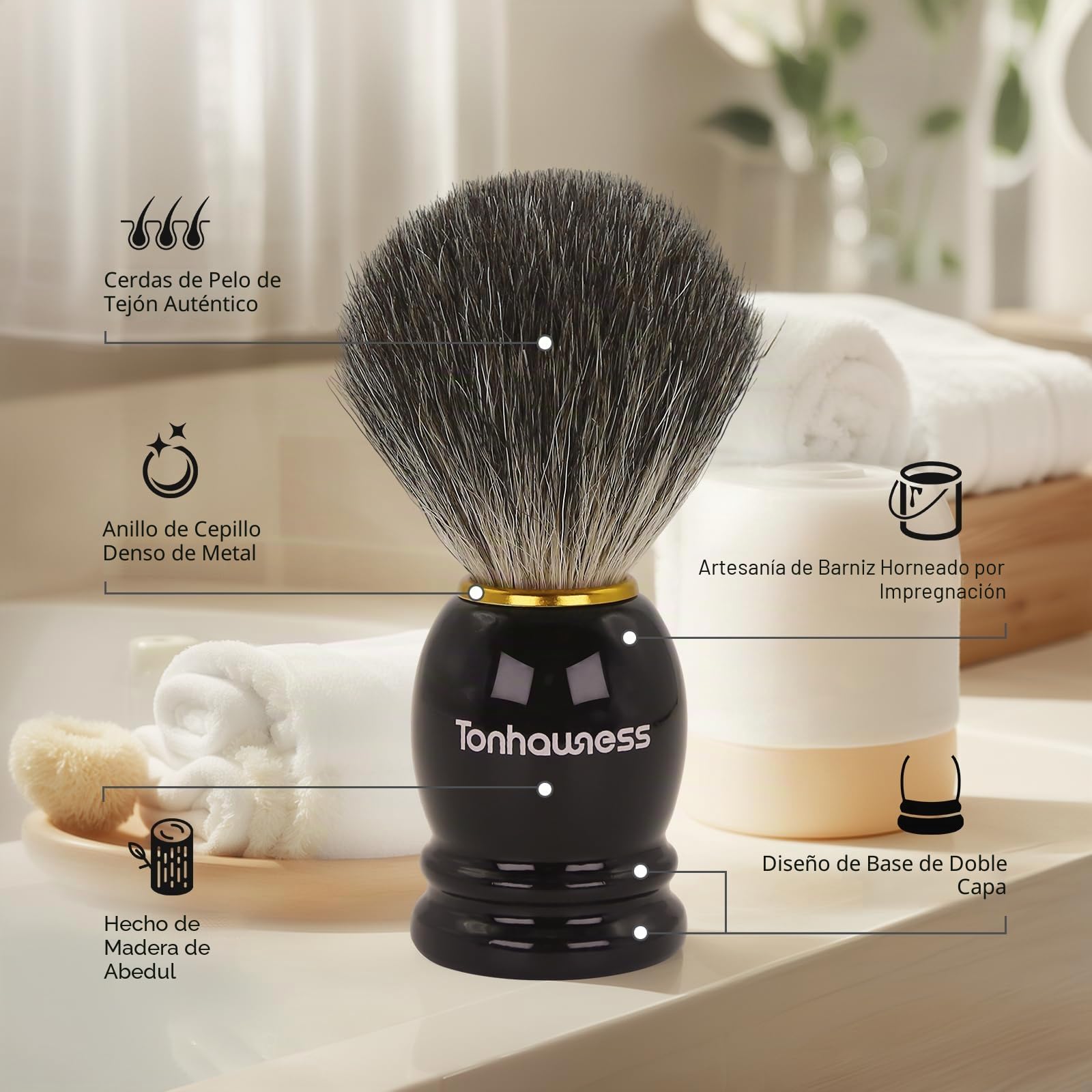 Kit de brochas de afeitar para hombre, juego de brochas de afeitar 4 en 1, incluye cepillo de afeitar de pelo de tejón, cuenco de afeitar de acero inoxidable y soporte y jabón de afeitar