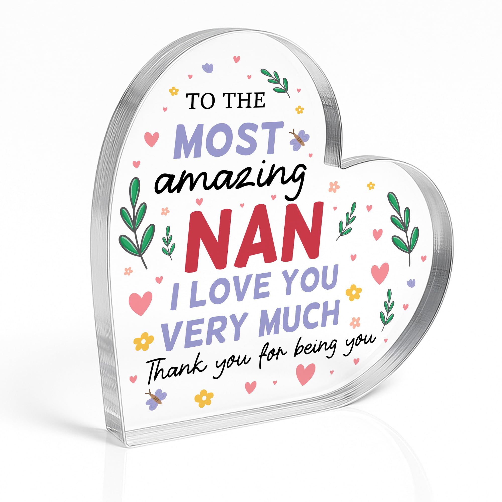 Red Ocean for Nan Birthday Christmas Mothers Day From Granddaughter Grandson Nan Presents Heart Acrylic Plaque Thank You For Her Keepsake