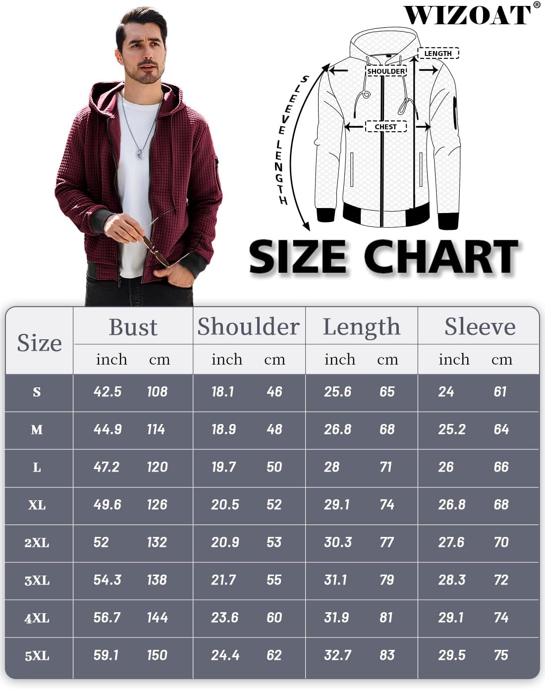 Mens Zip Up Hoodie Full-Zip Sweatshirt Lightweight Loose Fit Hooded Jackets - Image 7