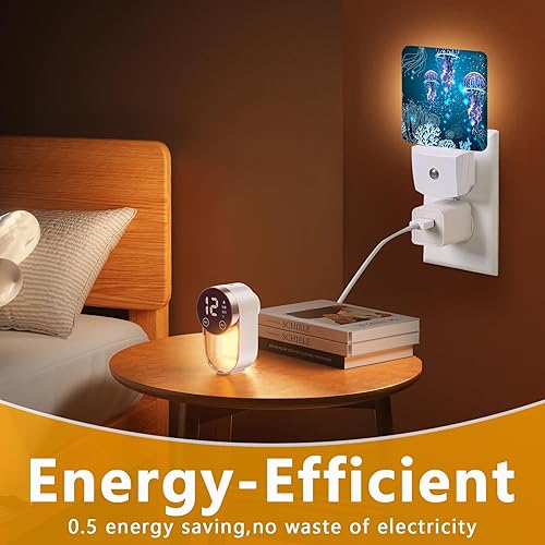 Miniatura 7 de Luz nocturna de medusas, lámpara LED blanca para enchufar con animales marinos del inframundo, lámpara de escritorio de decoración de bajo consumo