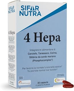 Sifar Nutra 4 Hepa | colina, silibina del cardo mariano, alcachofa, diente de león | fórmula alta biodisponibilidad | desintoxicación del hígado | 30 cápsulas