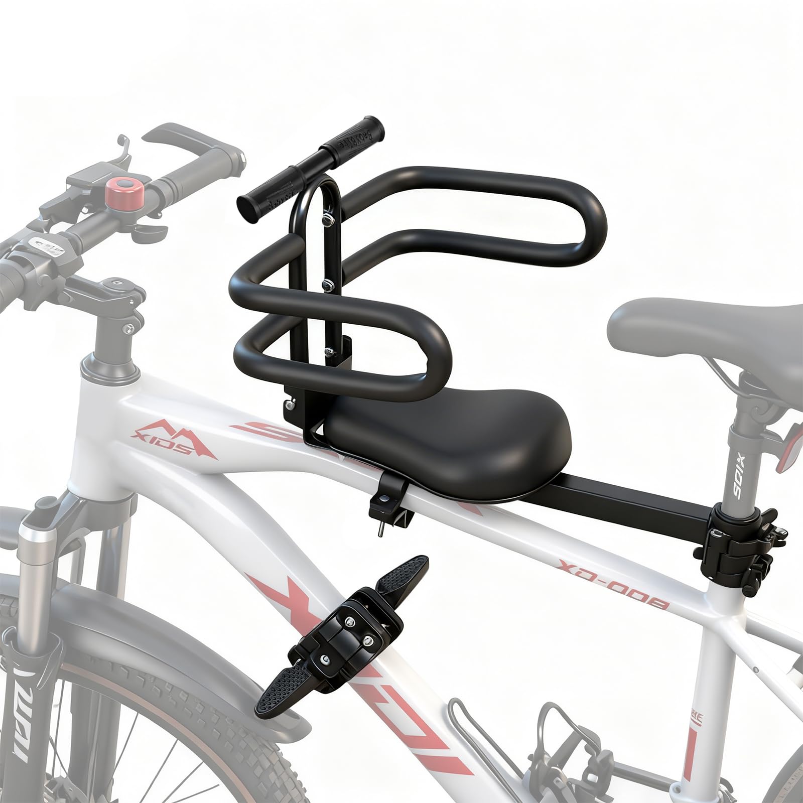 auvstar Siège Vélo Enfant Avant, Selle Avant pour Enfant avec Repose Pieds Pliable, pour Bicyclette VTT Vélo Ville, Siège Enfant Fixation Rapide 1-6 Ans