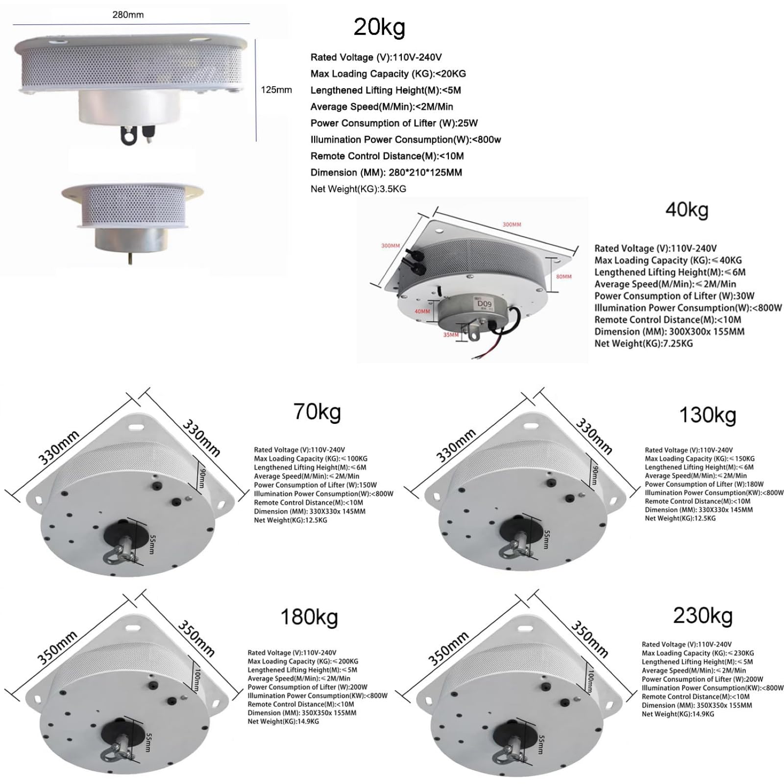 Système De Levage De Lustre Avec Télécommande Et Levage De Lustre électrique à Commande Filaire, Hauteur De Levage De 6 M Pour L'entretien Du Nettoyage Des Lampes 40kg