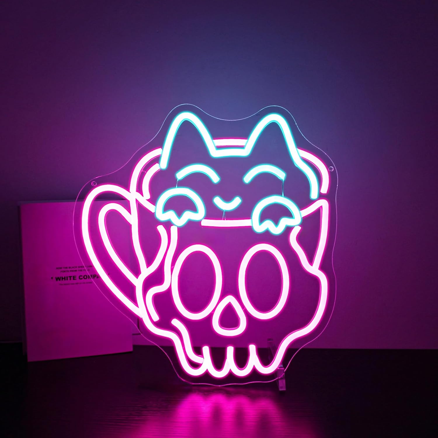 Neon Sign, HSJNJKFU Cat Coffee Cup Neon Signs for Wall Decor LED Sign for Room Cafe Home Party Birthday Bar Beer Signs - USB Powered.
