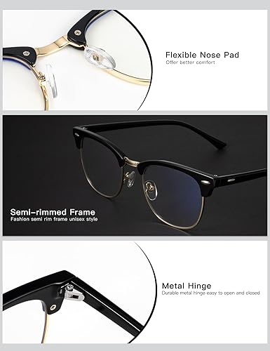 Miniatura 4 de ANYLUV Anteojos con bloqueo de luz azul Montura clásica Evitan el cansancio de los ojos al usar la computadora o jugar, para hombres y mujeres, negro