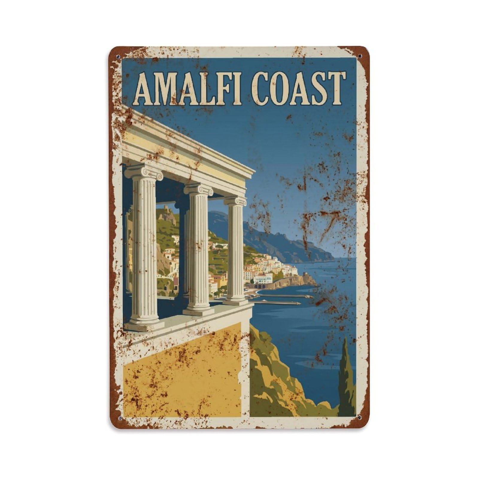 Vintage Travel Veranda Italy Seaside Metal Tin Sign