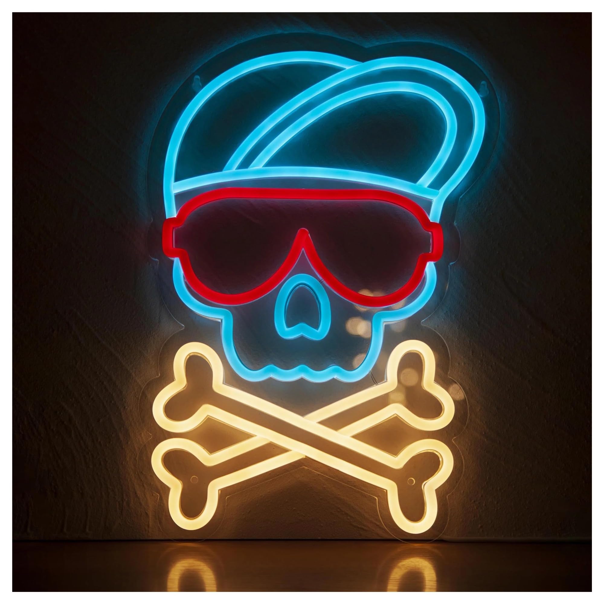 LEMST Sign Lamp Hip Hop Skull Neon, USB Powered Dimmable Neon, for Game Rooms, Party Wall Art 26x37.3cm