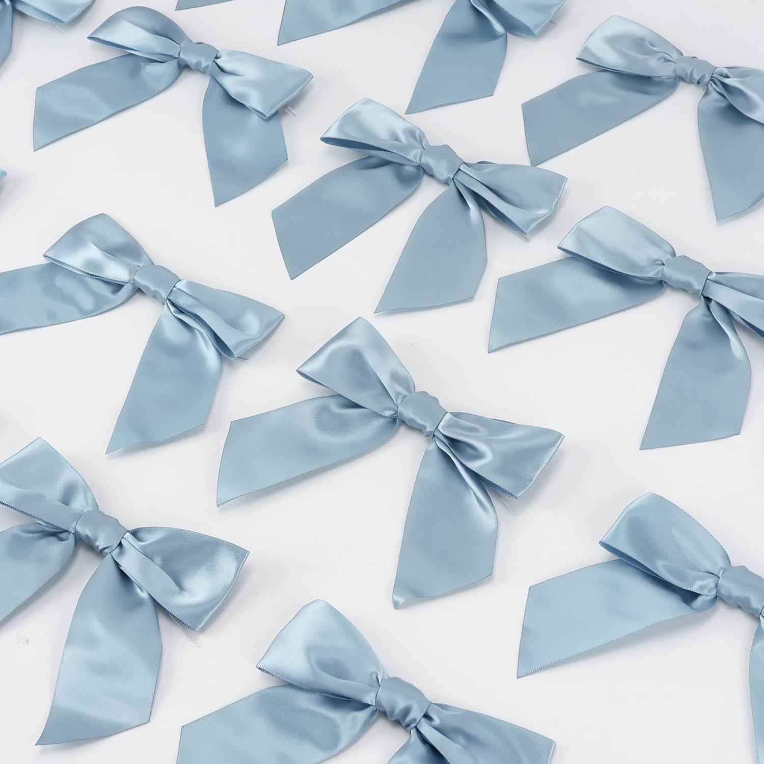 AIMUDI Dusty Blue Bows for Wedding 4.5" Pre-Tied Blue Bows with Twist Ties French Blue Ribbon Bows for Baby Shower Premade Bows for Gift Wrapping Christmas Tree Bridal Shower Party Favor - 36 PCs - Image 7