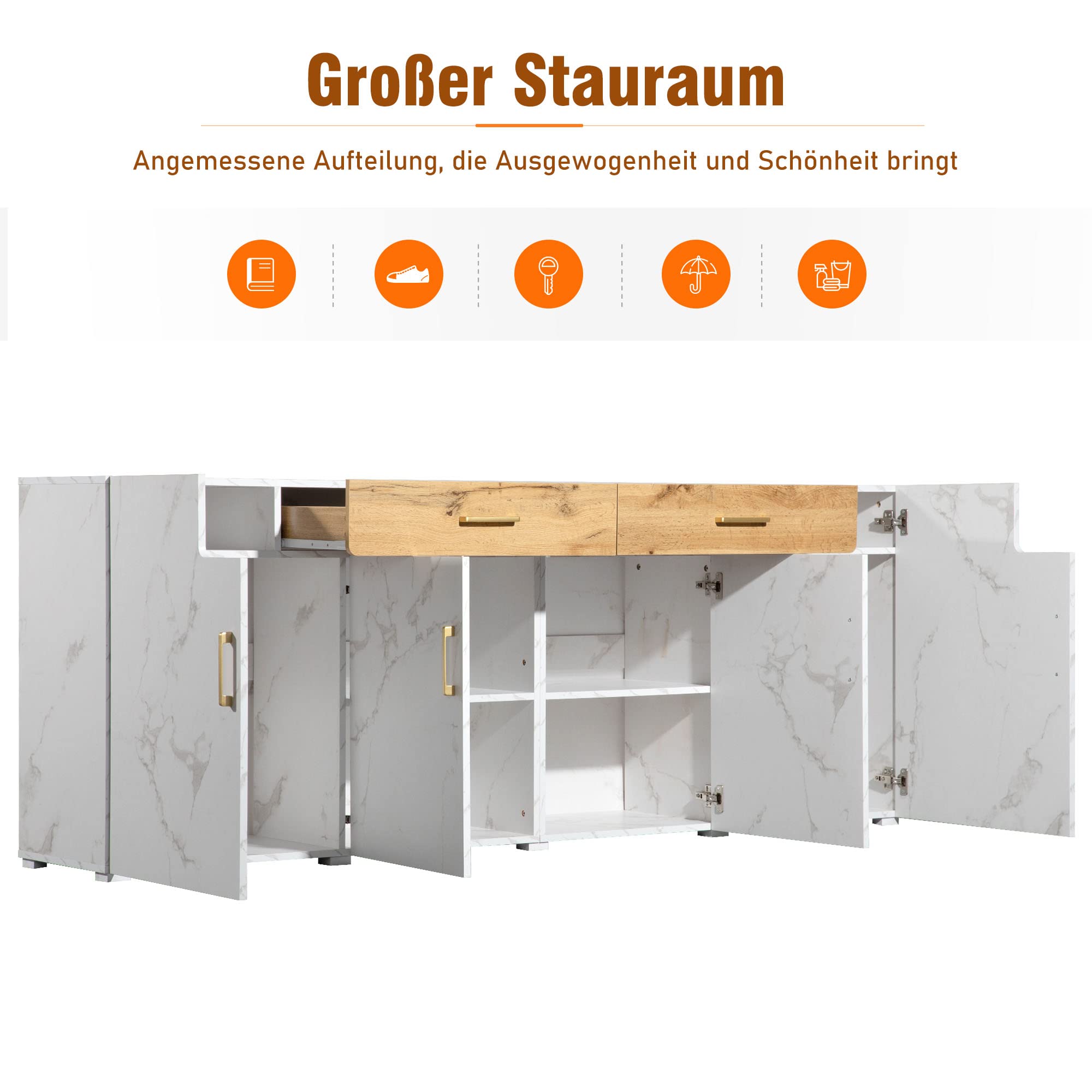 VASAGLE Credenza, Mobile Da Cucina, Armadietto Organizzatore, Con 2 Ante Scorrevoli, 33 X 100 X 80 Cm Ripiani Regolabili Stile Country Per Soggiorno Marrone Vintage E Nero Lsc092b01