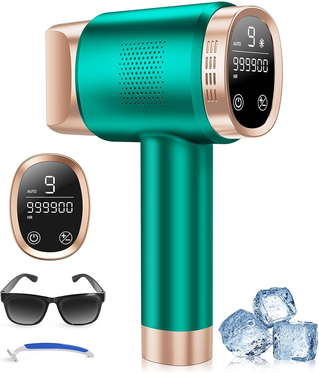 21J Geräte Haarentfernung mit 8℃ Eiskühlsystem, Haarentferner 9 Stufen & 600 NM Rotlicht, LCD-Touchscreen Haarentfernungsgerät für Frauen Männer, Gesicht Arm Bikinizone Körper