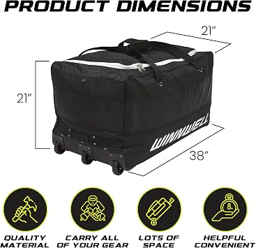 Winnwell Hockey Wheel Goalie Bag - Large Equipment Bag with Wheels to Store Goalie Gear - Made for Ice & Field Hockey Goalies