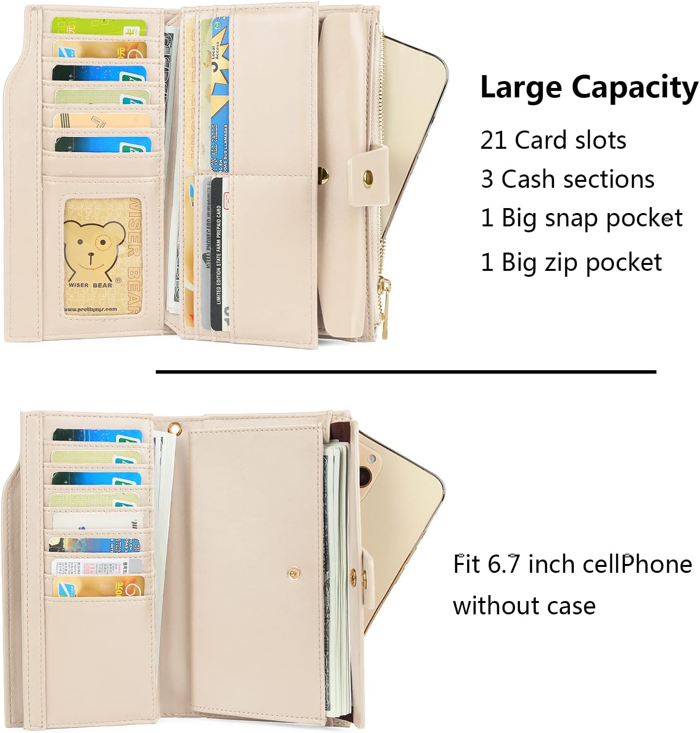 Uromee Wallet Women Vegan Leather RFID Blocking Large Ladies Wristlet Purse Card Holder Organizer Clutch - Image 4