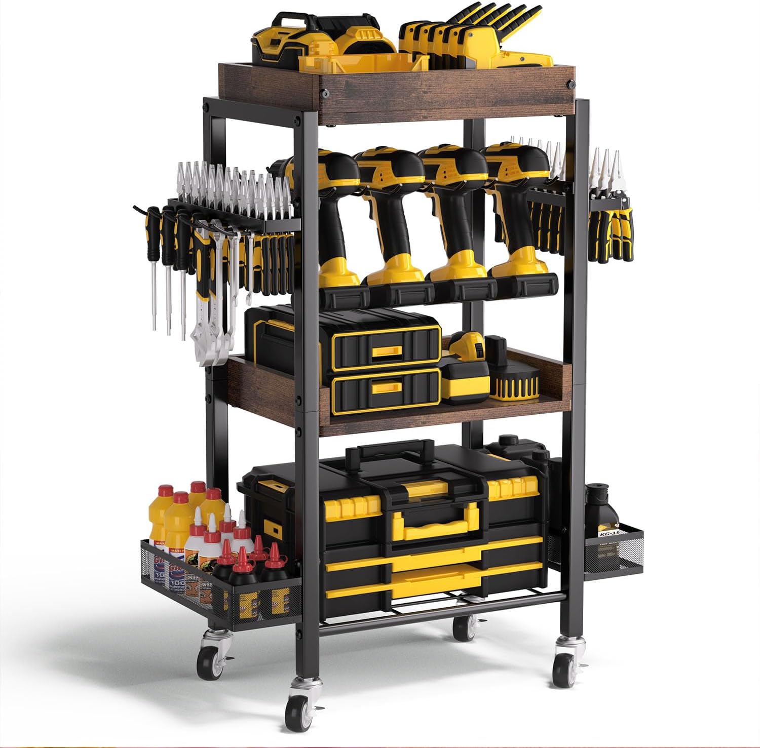 Father's Day Dad Gifts for Dad, Men, Husband, Grandpa - Tool Chest with Wheels, Power Tool Organizer Cart, 4 Layer Tool Storage Organization Shelving for Mobile Storage Boxes in Workshops Garages