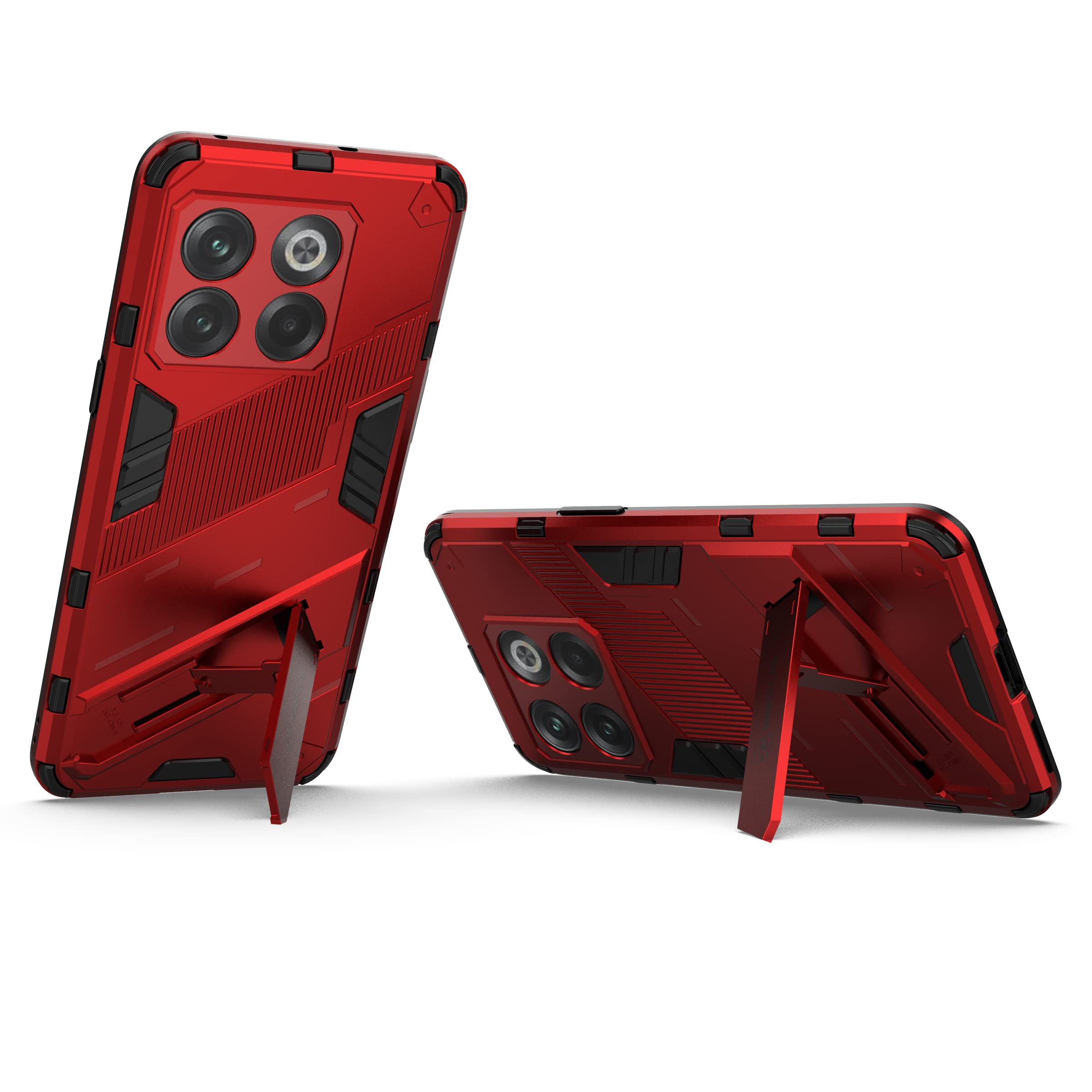 FTRONGRT OnePlus 10T Cover,Hybrid Dual Layer TPU+PC Custodia, Durevole Manicotto Protettivo Antiurto,Con supporto per cellulare,per OnePlus 10T-Rosso