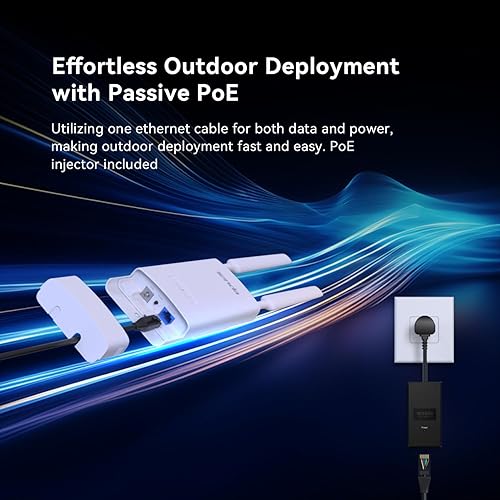 Miniatura 4 de Tenda Punto de acceso Wi-Fi para exteriores AC1200 de doble banda (OAP1200), MU-MIMO, IP65 impermeable, alimentación PoE, ideal para patio trasero y