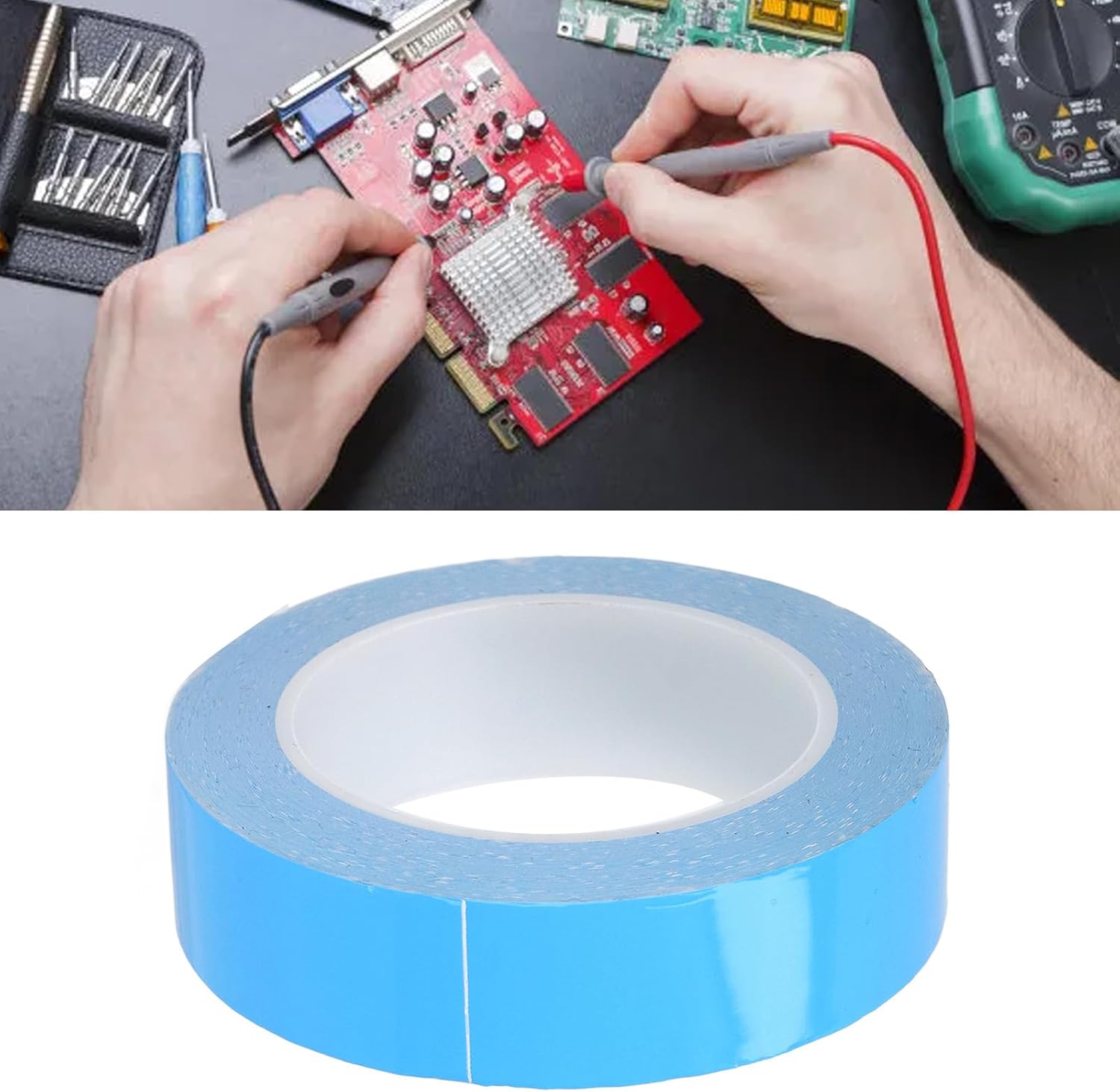 Thermal Adhesive Tape Double Sided Non Conductive Heat Sink for Electronics CPU GPU SSD Drive PCB 0.15mm T 30mm W 25m L Thermal Adhesive Tape Non Conductive Double Sided Heat Sink