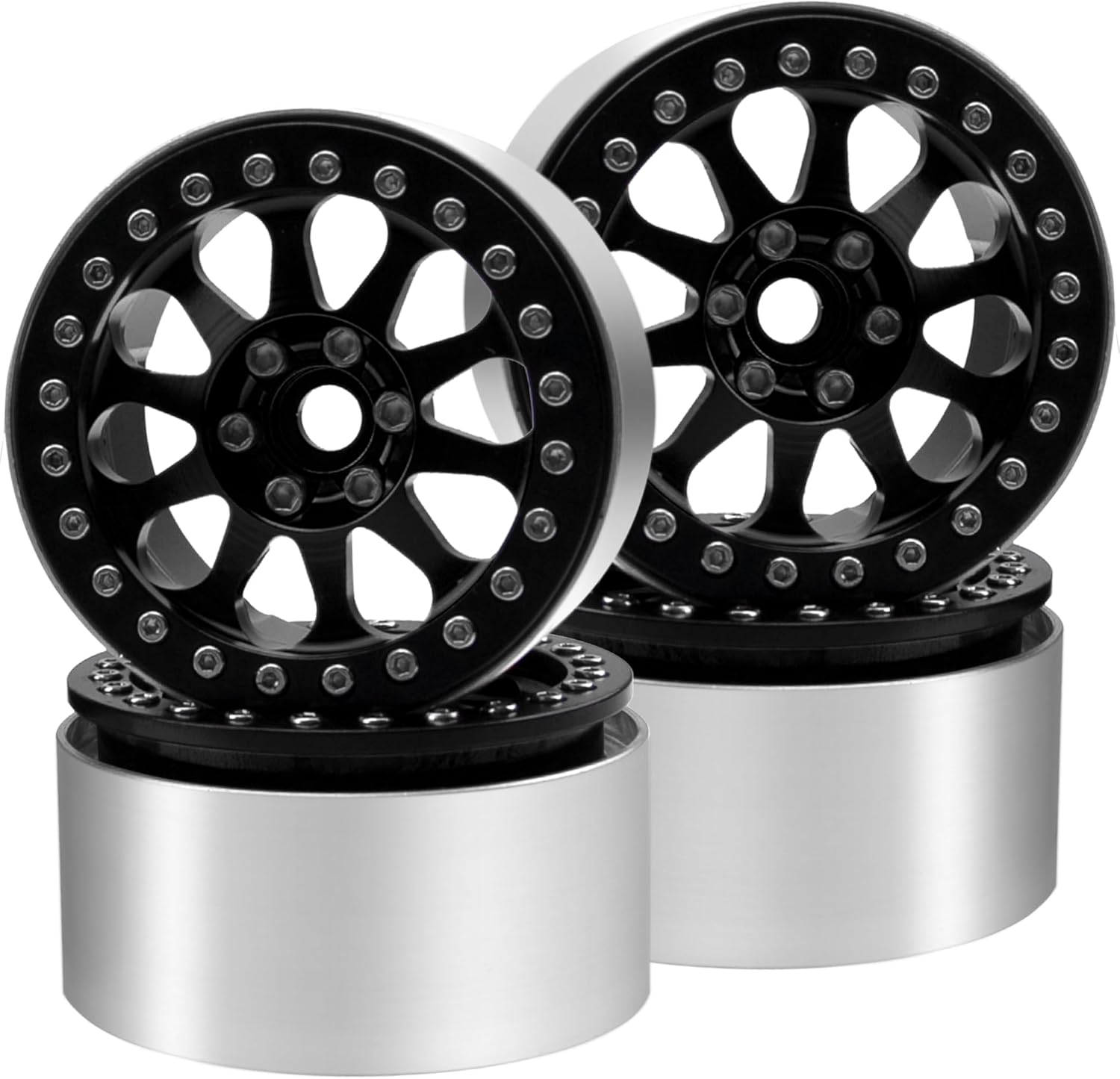 ShareGoo 4PCS Metal 2.2" RC Crawler Beadlock Wheels 35mm Compatible with 1/10 Traxxas TRX4 Axial SCX10 Wraith 90048 90018 RR10 RC Crawler Car (Black)