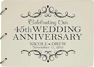 LifeSong Milestones Personalized 45th Wedding Anniversary Guest Book for Couple - Husband and Wife 45 Years of Marriage Celebration, Wooden Black Signature Registry Guest Book (Ivory)