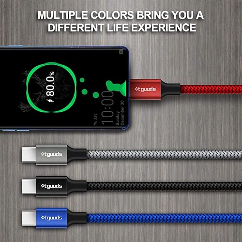 Miniatura 2 de etguuds Paquete de 4, 3 pies Cable USB tipo C 3A de carga rápida, cable USB A a USB C de nailon trenzado de alta calidad compatible con Samsung