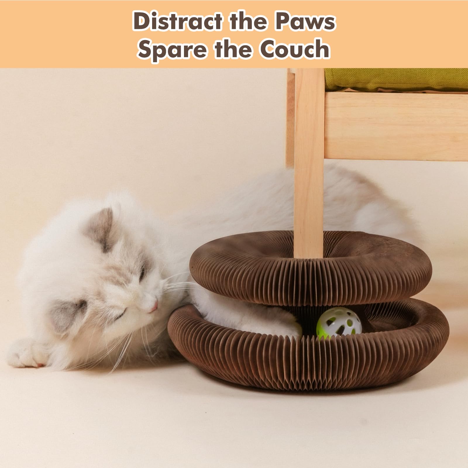 Griffoir pour Chat Magique Organ – Jouet Interactif en Carton avec Balle, Circuit de Jeu Evolutif pour Chatons et Chats d'Intérieur, Puzzle d'Intelligence et Griffoir Pliable