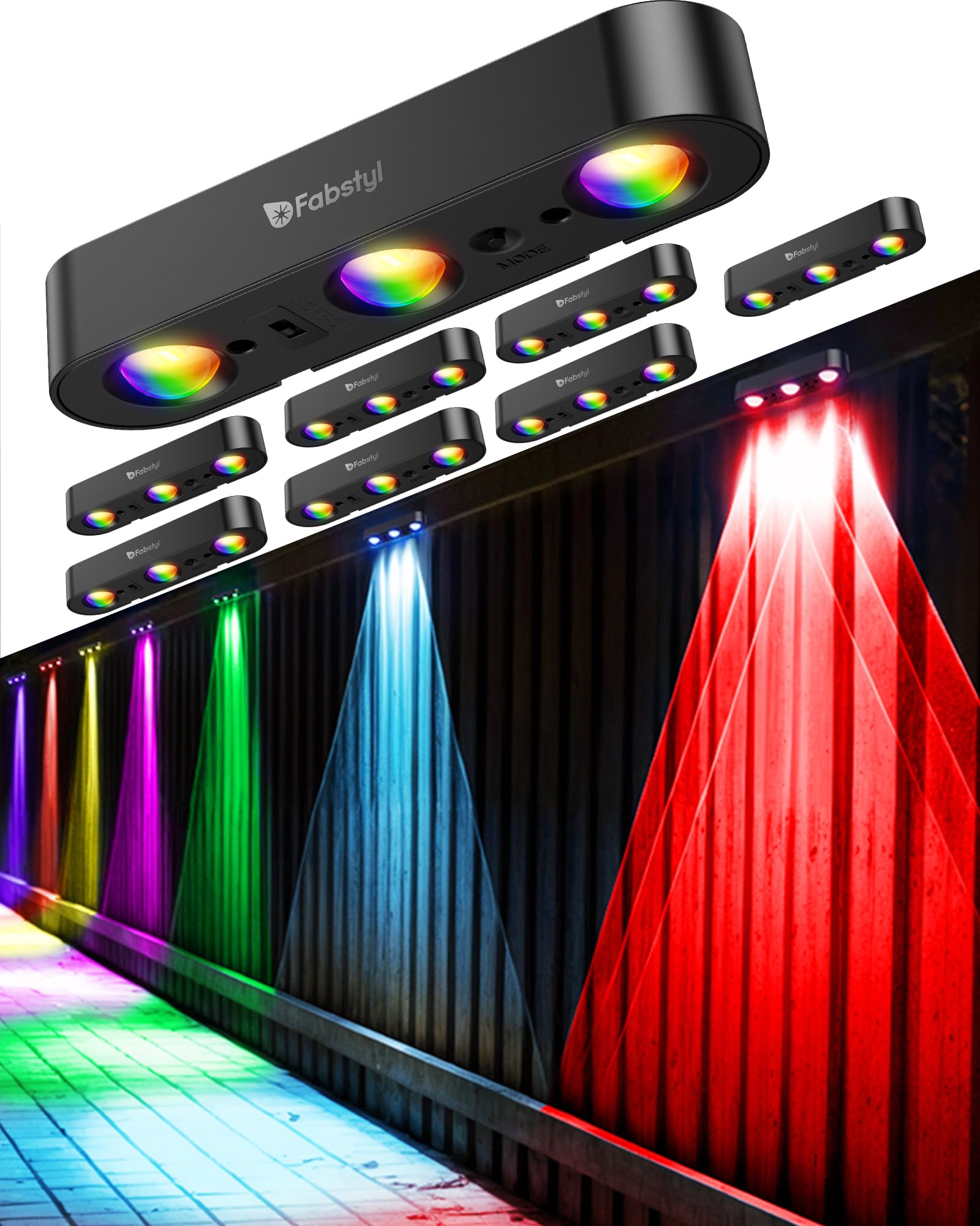 FabStyl Solarlampen für Außen Wand, 8 Stück Solar Zaunleuchten Beleuchtung Dachrinnen Solarleuchten mit 10 RGB-Beleuchtungsmodi & Synchronisationsfunktion, IP65 Wasserdicht für Garten Terrasse Mauer