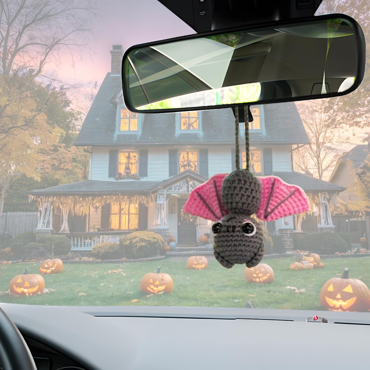 BESULEN Halloween Spider Crochet Car Hanging Ornament, Handmade Cute Vehicle Rear View Mirror Pendant, Aesthetic Automotive Interior Decorative Accessories, Universal for SUV RV Truck image 2