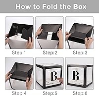 Vista 4 de CJT Cajas de bebé con letras para bebé y fiesta de cumpleaños, 4 piezas, fondo de caja de globo transparente negro