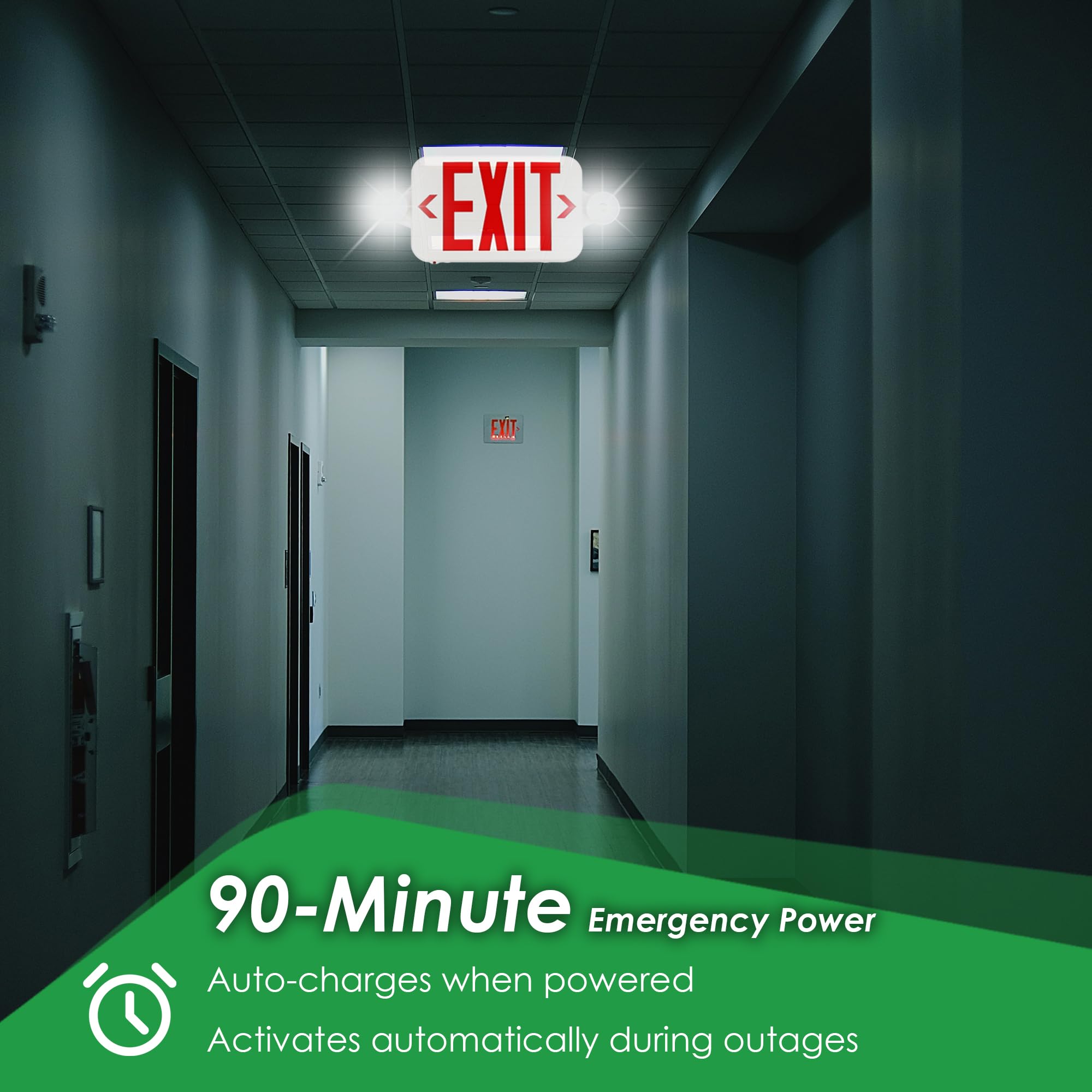 3 Head Emergency Exit Light Combo EXIT SIGNS WITH EMERGENCY LIGHTS