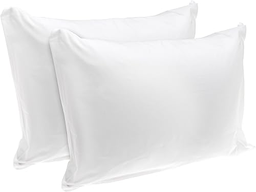 Juego de 2 cobertores protectores de almohada para descansar bien 100 de algodón con cierre Algodón Blanco Estándar