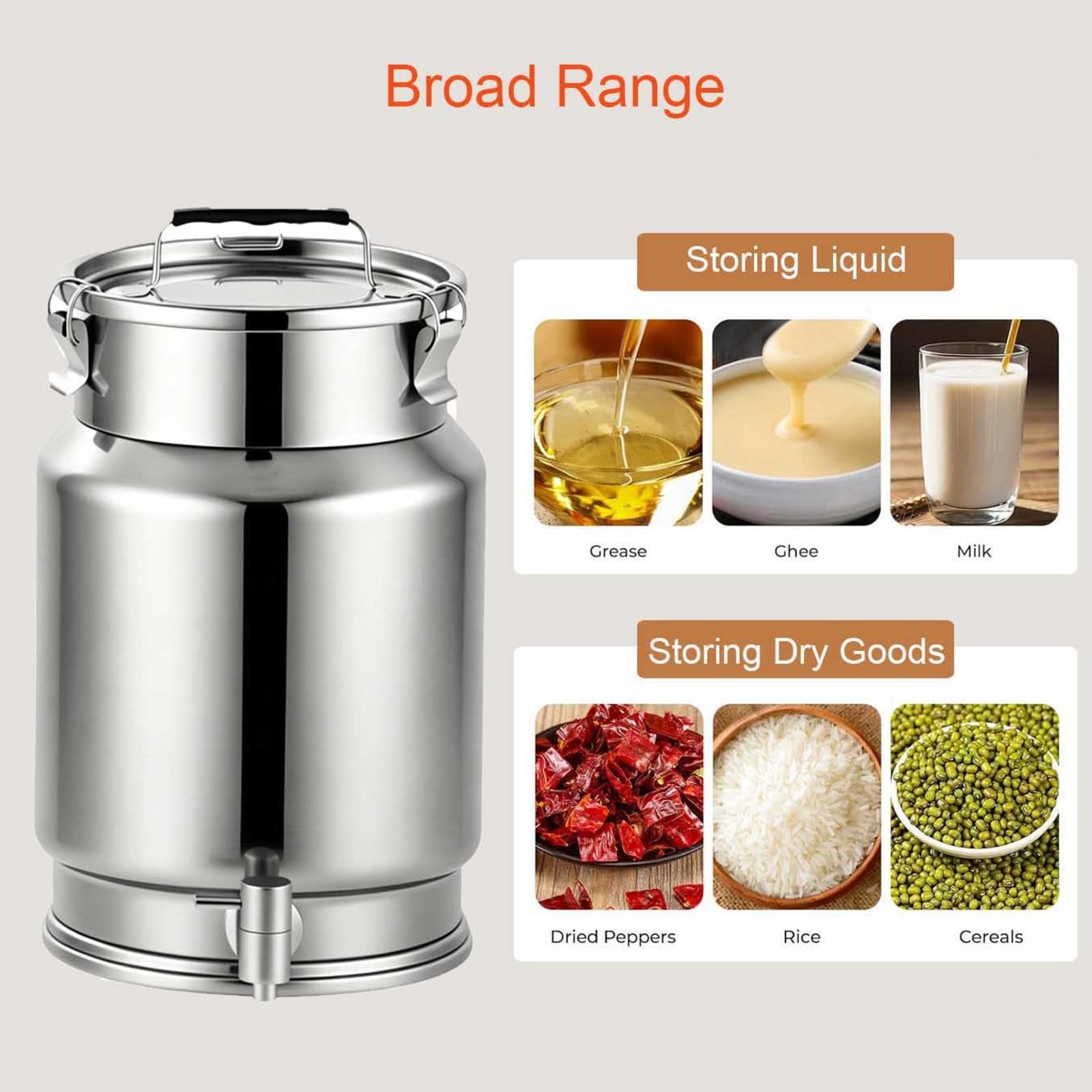 wasserkanister mit hahn 20l trinkwasser kanister behälter Camping Stainless Steel Milk Bucket Milchkanne Edelstahl transportkanne Milch kanne Versiegelter Eimer,A-20L