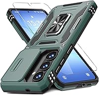 Vista 14 de DEERLAMN - Funda para Samsung Galaxy A15 5G con cubierta deslizante para la cámara + protector de pantalla (1 paquete), soporte giratorio con anillo