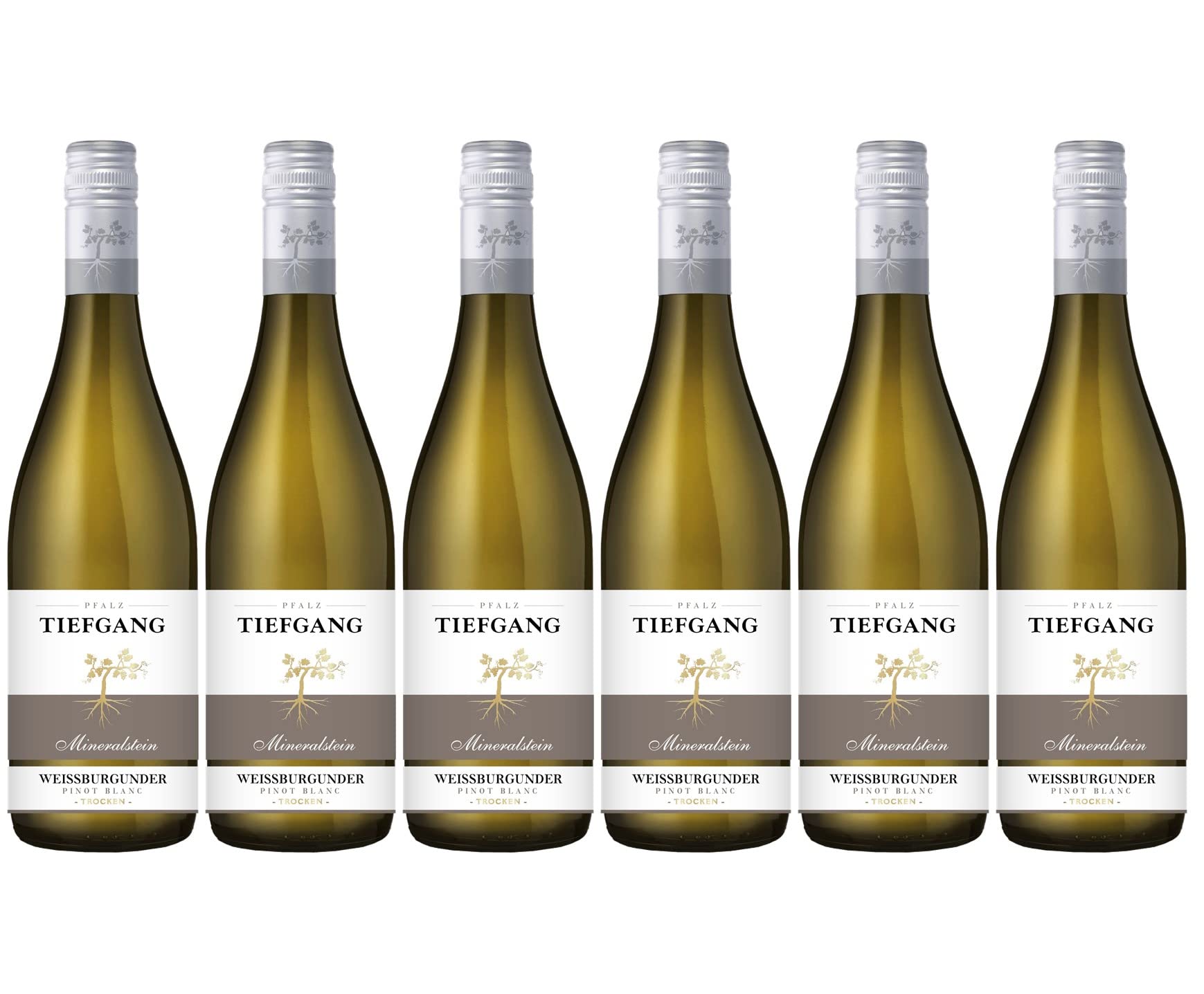 Tiefgang - Weissburgunder Trocken Weißwein, Deutscher Qualitätswein aus Pfalz (6 x 0,75 l)