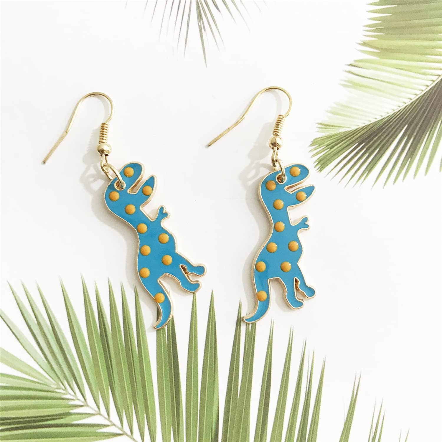 ANDPAI 6 Pairs Unique Handmade Cute Color Enamel Dinosaur Dangle Drop Earrings Lightweight Creative Funny 14k Gold Animals Hook Earrings Sets for Women Statement Jewelry Gifts - Image 9