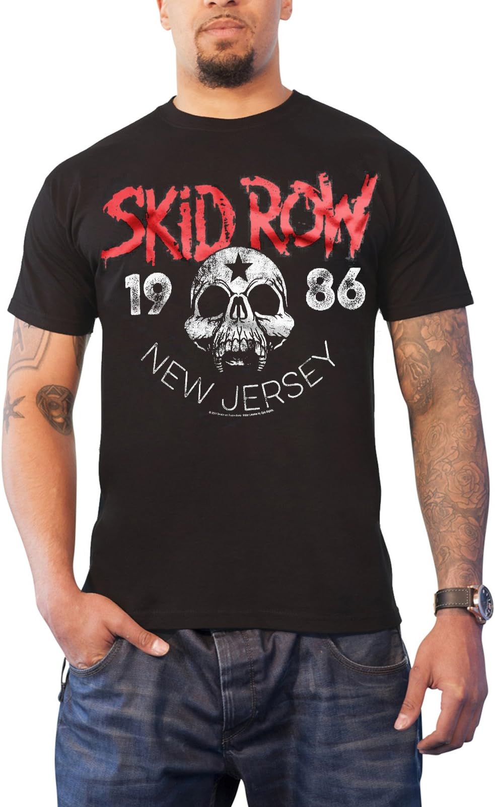 Skid Row T Shirt Jersey 1986 Band Logo Official Mens Black