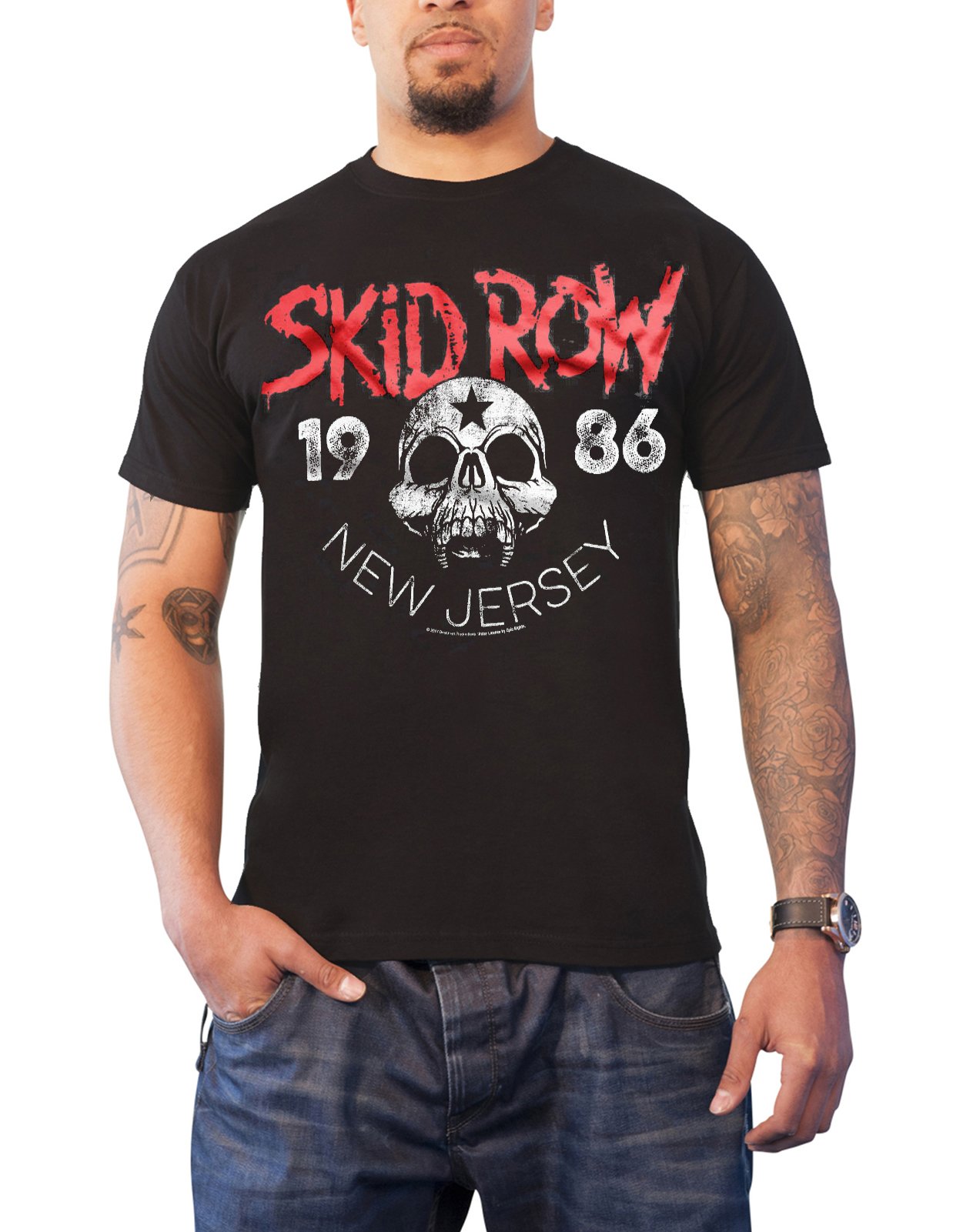 Skid Row T Shirt Jersey 1986 Band Logo Official Mens Black