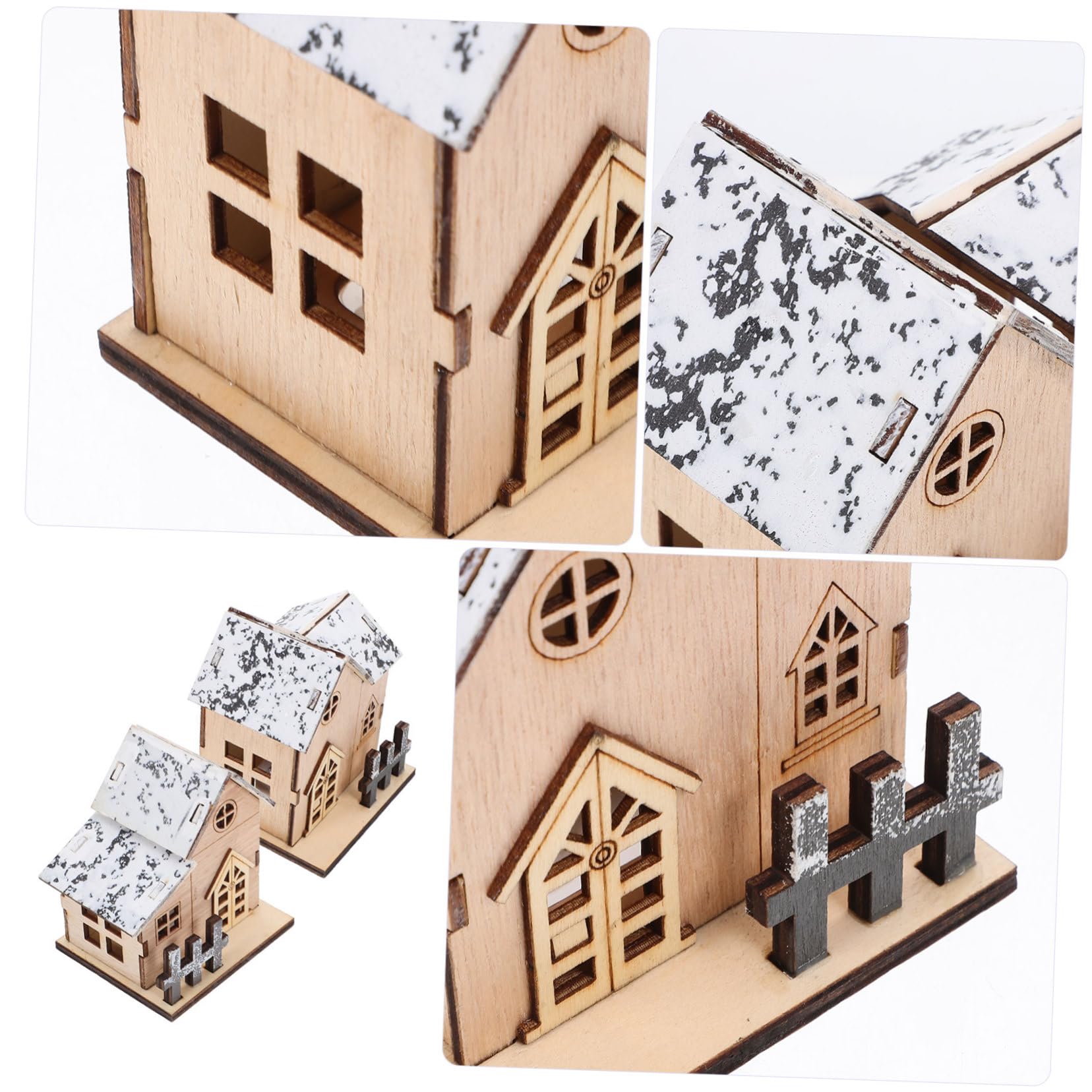 Cabilock 4 Set Luci Natalizie in Legno Gonfiabili Natalizi Solare Addobbi Natalizi per Ufficio Decorazioni Natalizie per Ufficio Luminosa Casa in Legno di Natale Baite Luminose 2 Pezzi * 4