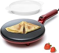 Vista 13 de Moss & Stone Máquina eléctrica para crepas, sartén portátil antiadherente de 8 pulgadas con placa de inmersión, apagado automático, interruptor