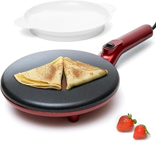Moss & Stone 8 Inch Electric Crepe Maker - Nonstick Portable Crepe Pan with Dual Temp, Batter Tray for Easy Crepes, Pancakes, Chapati