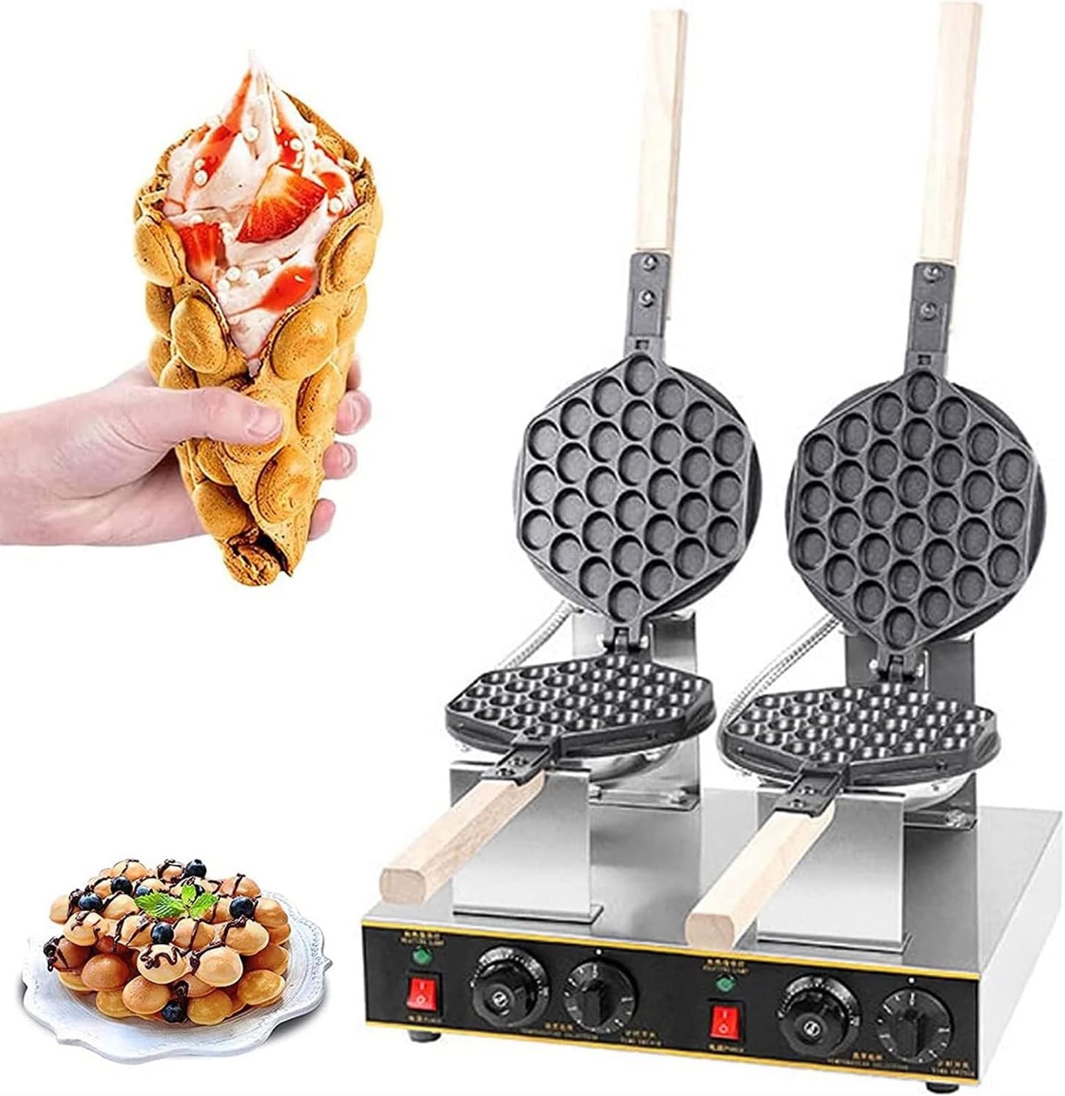 Gaufrier à Bulles, gaufrier à œufs, gaufrier électrique antiadhésif Professionnel, en Acier Inoxydable, pour Usage Domestique, Snack ou café, 110 V,110v
