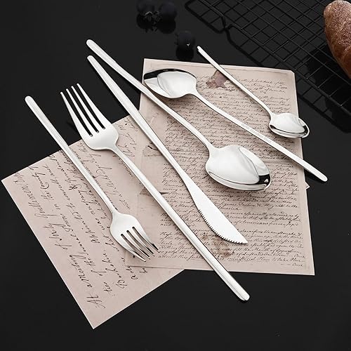 Miniatura 2 de JASHII Juego de 6 tenedores de acero inoxidable 1810, juego de tenedores grandes de repuesto, tenedores de mesa plateados brillantes, estilo