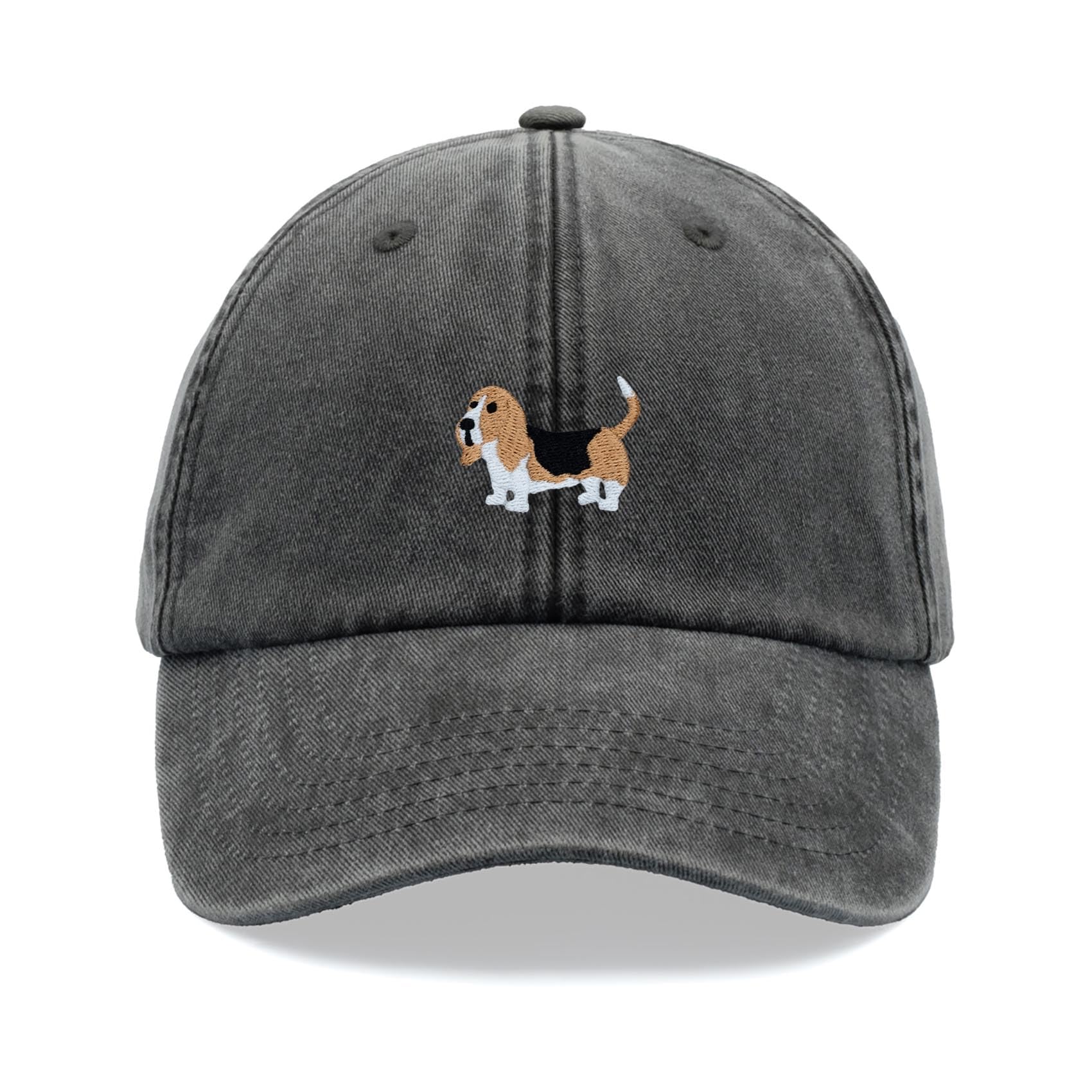 Basset Hound Dog Baseball Cap Vintage Washed Unisex Dad Hat Adjustable Black