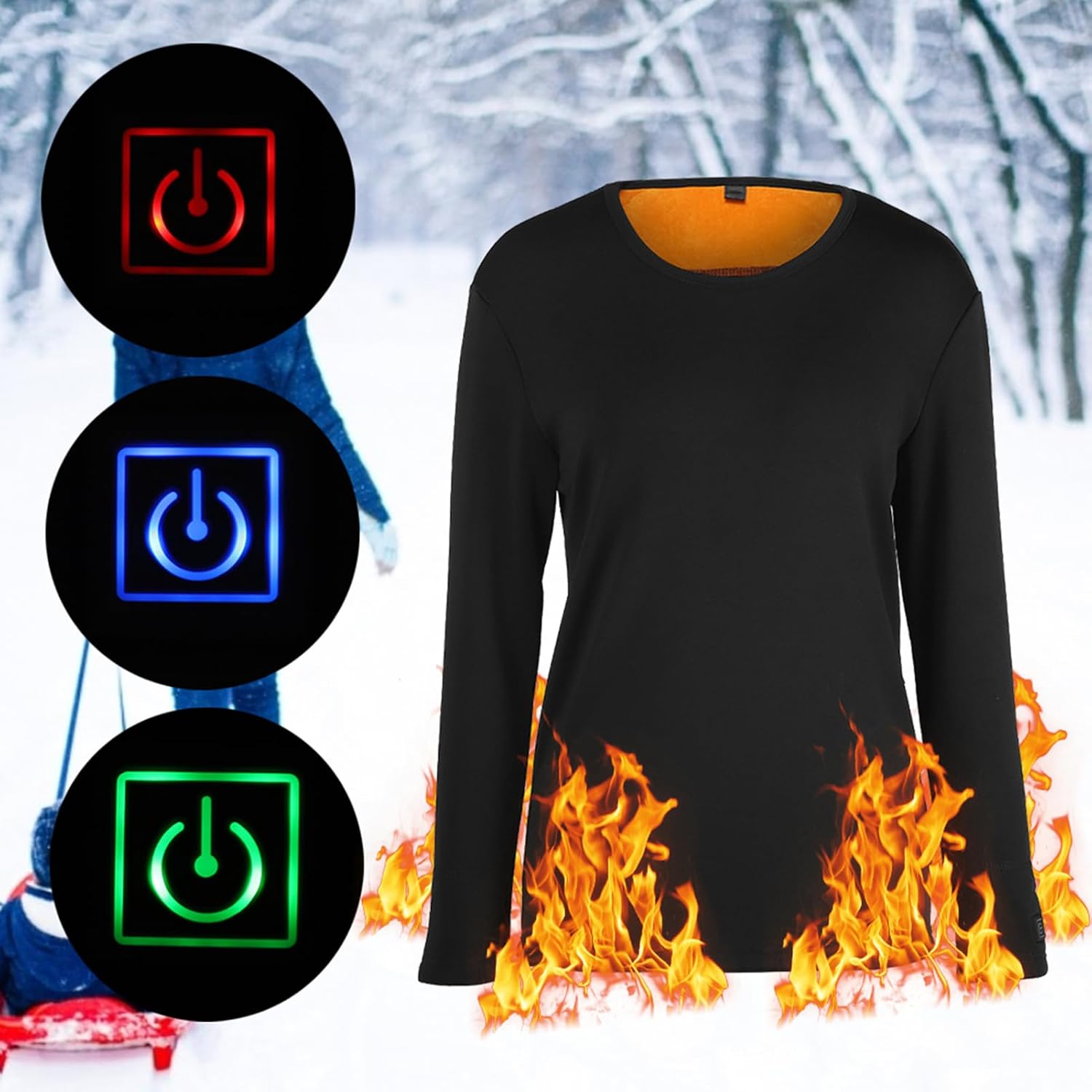 Electric Heated Clothing, Breathable Thermal Underwear for Winter, S, M, L, XL, Black image 4