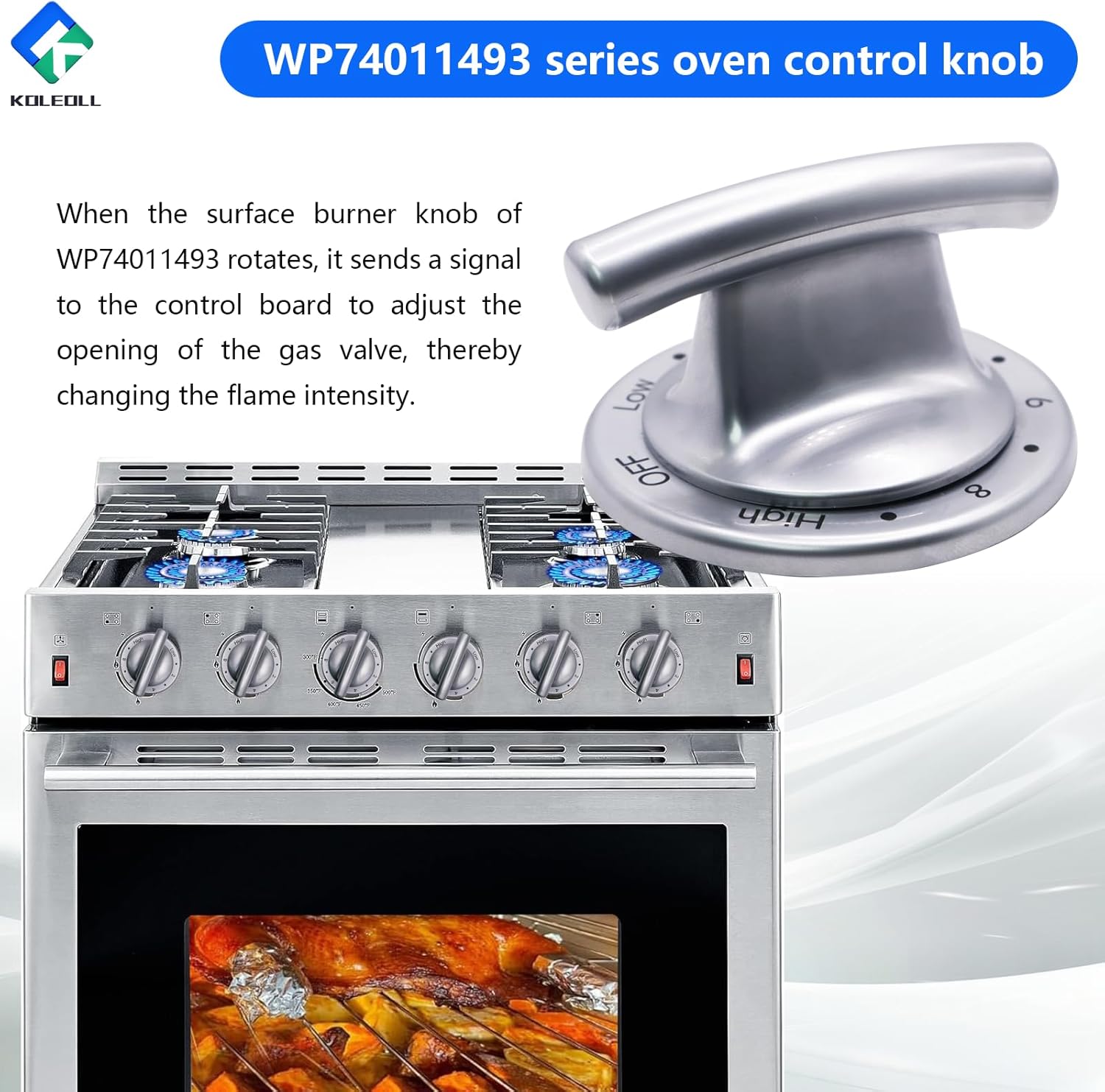 2pc WP74011493 Range Surface Burner Control Knob Fits for Jenn Air Replaces 1189038 AP6011254 PS11744450 EAP11744450