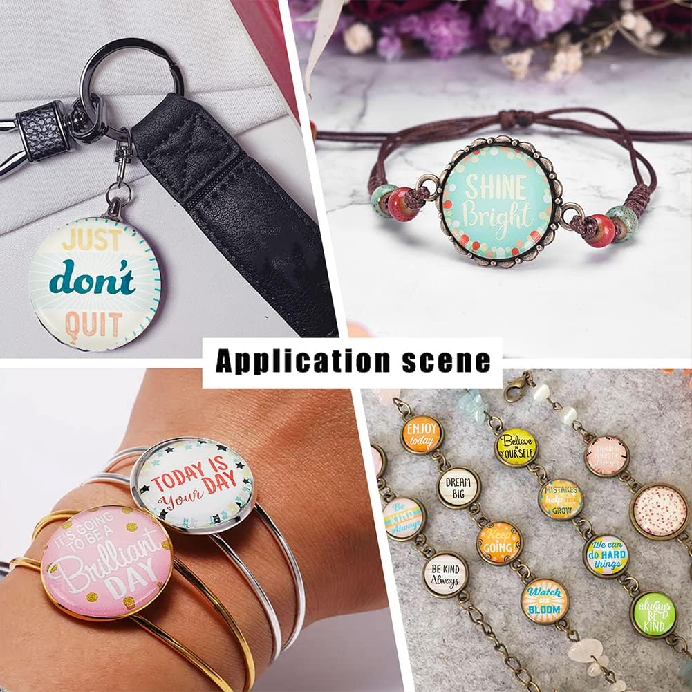 PH PandaHall 25mm Inspirational Word Glass Cabochons, 50pcs Flatback Dome Cabochons Round Printed Cabochon Tiles for Photo Pendants Craft Jewelry Making Graduation Gift - Image 7