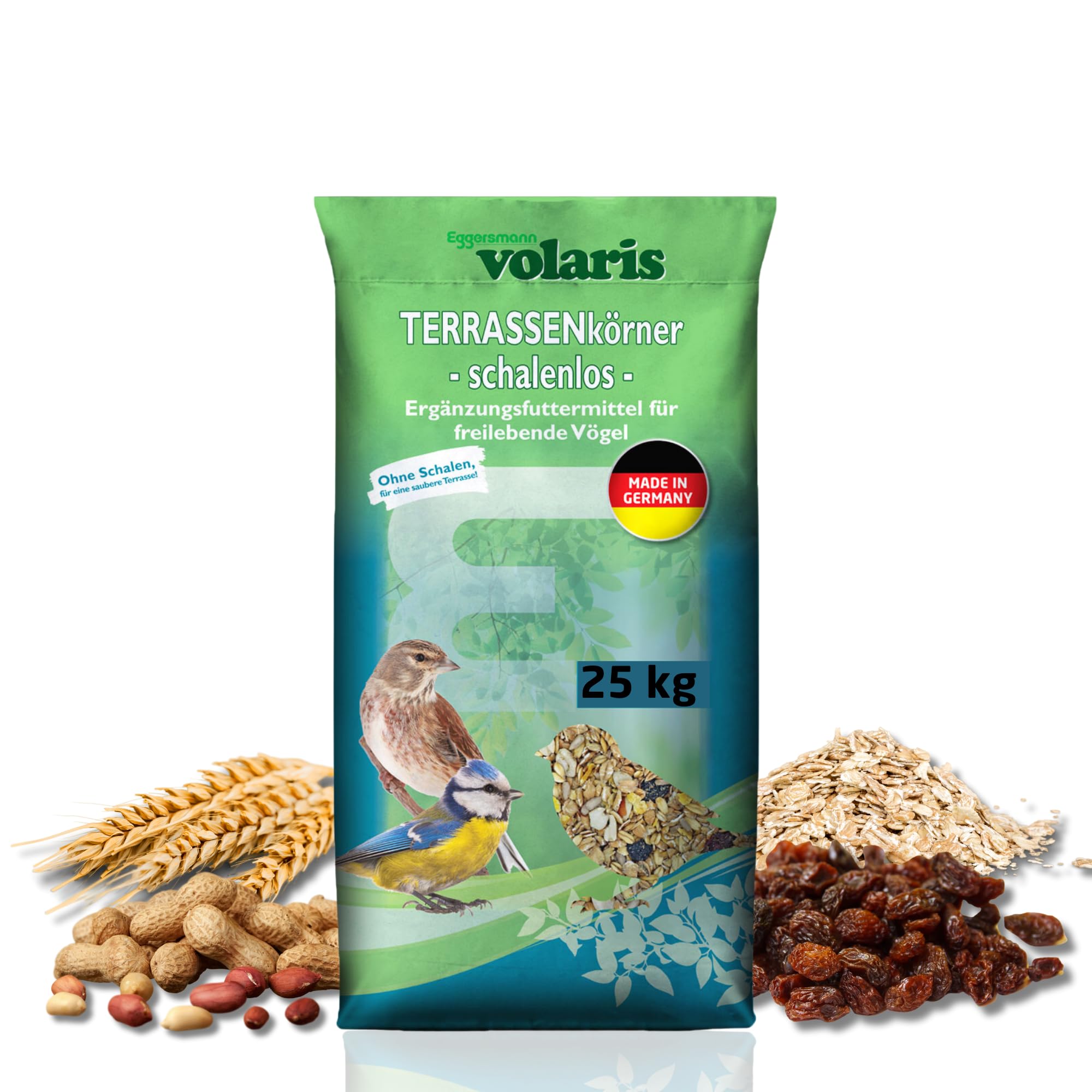 Eggersmann Volaris 25 kg Terassenmix | Schalenloses Wildvogelfutter Ganzjahresfutter | Optimale Energie für Wildvögel | Perfekt für Balkon & Terrasse | für alle Vogelarten