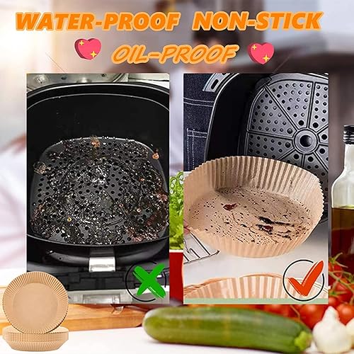 Miniatura 6 de SSQQ Papel de pergamino para freidora de aire para hornear, forro de papel desechable para freidora de aire, 6.3 pulgadas7.9 pulgadas, papel de