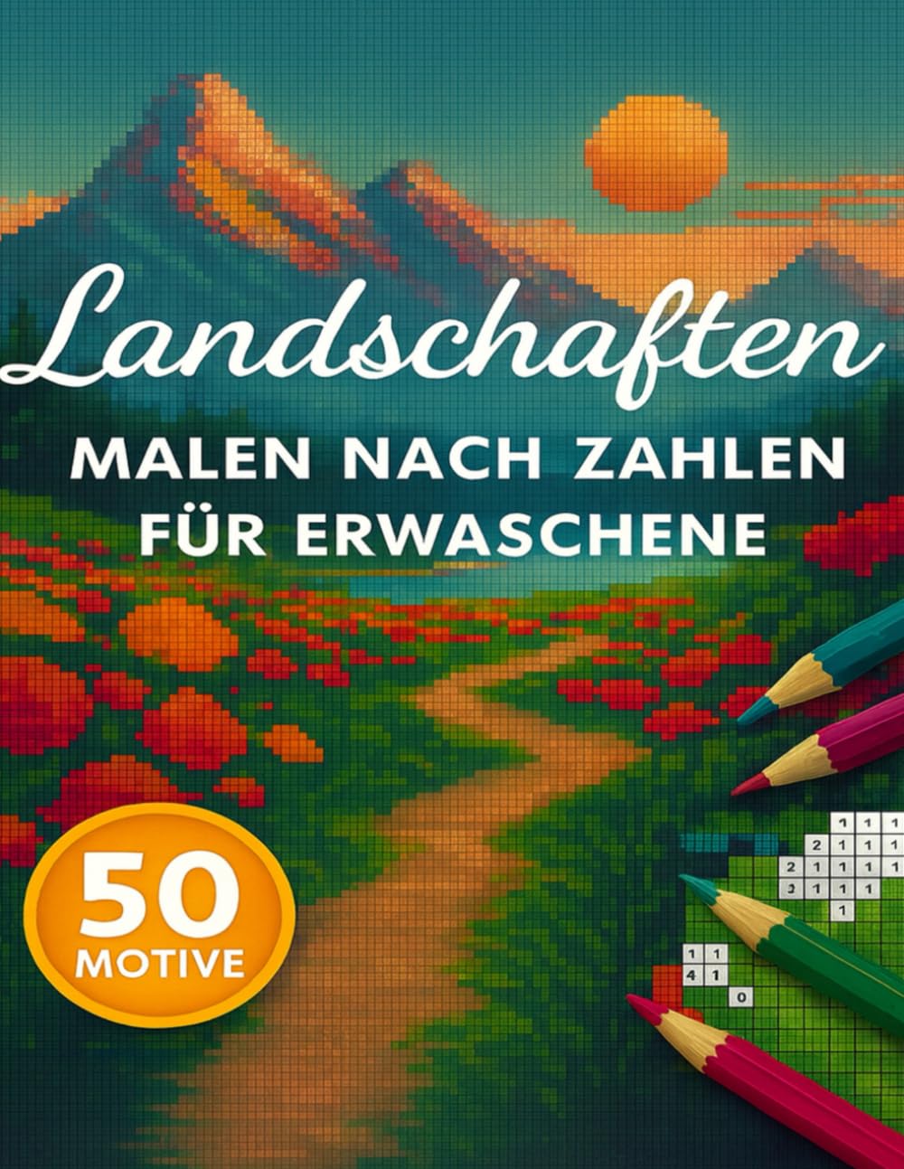 Malen Nach Zahlen Für Erwachsene Landschaften: 50 Motive in geheimen Pixelmosaiken mit traumhaften Naturkulissen, die sich Kästchen um Kästchen ... Farbspaß und entspannende Auszeiten schenken.